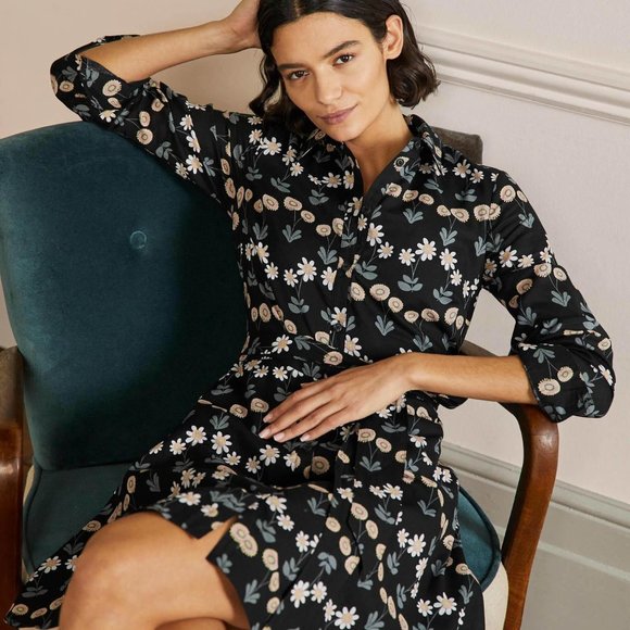 Boden Dresses & Skirts - BODEN KITTY SHIRT DRESS BLACK FLORAL SIZE 2